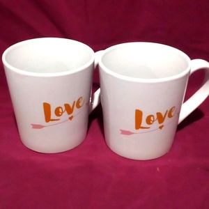 Set of Two Love Mugs with Arrow & Heart